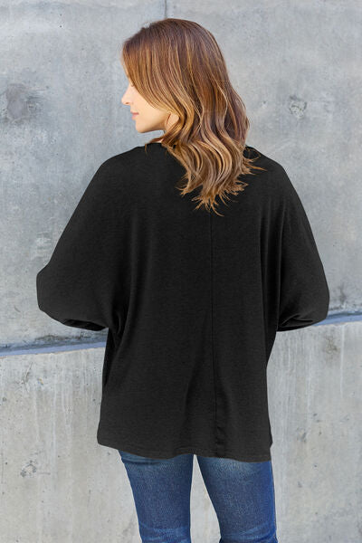 Double Take Full Size Round Neck Long Sleeve Shirt