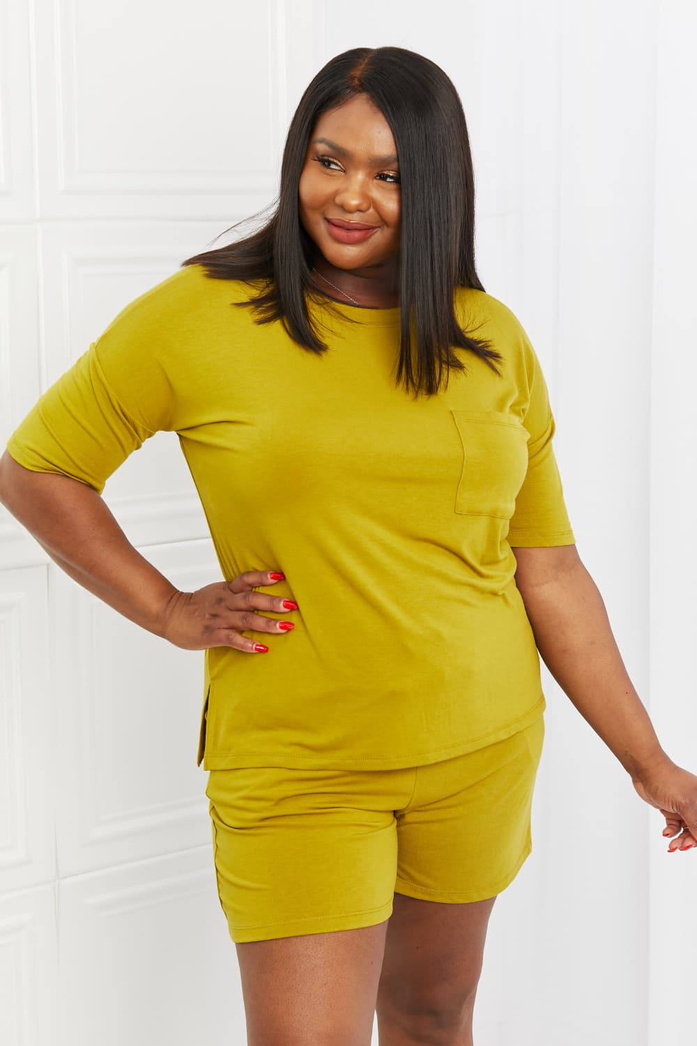 Zenana In The Moment Full Size Lounge Set in Mustard