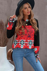 Printed Round Neck Long Sleeve Shirt
