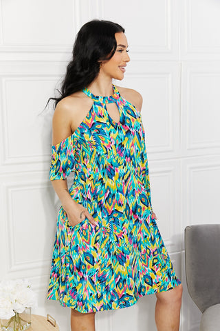 Sew In Love Full Size Perfect Paradise Printed Cold Shoulder Dress