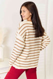 Double Take Striped Boat Neck Sweater 