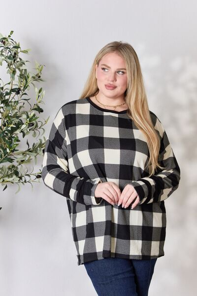 Celeste Full Size Plaid Round Neck Long Sleeve Shirt