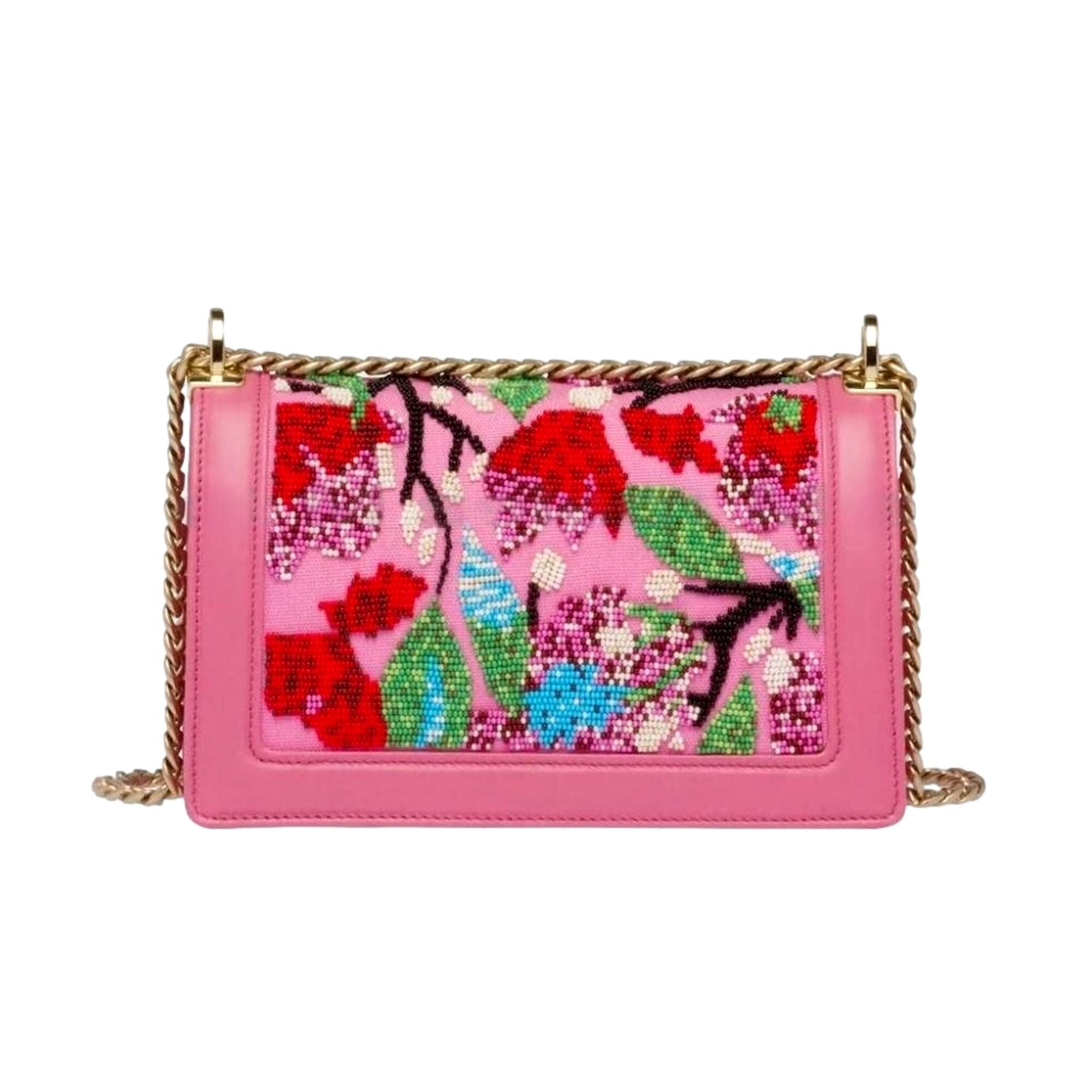Miu Miu Canapa Geranio Pink Floral Beaded Shoulder Bag's