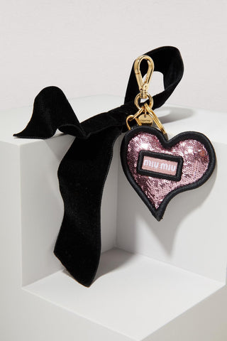 Miu Miu Trick in Pelle Rosa Sequined Heart Keyring