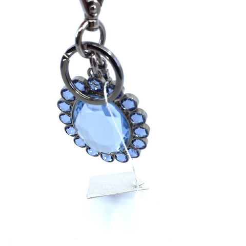 Miu Miu Trick Metallo Oval Crystal Blue Plex Charm Keychain 