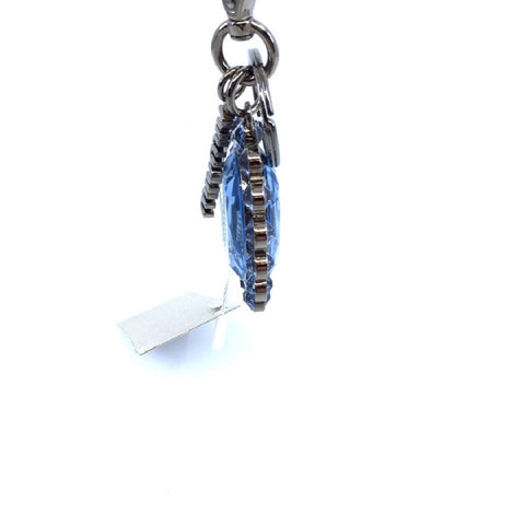 Miu Miu Trick Metallo Oval Crystal Blue Plex Charm Keychain 