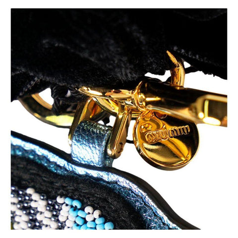 Miu Miu Trick Plex Blason Beaded Blue Bird Bow Keyring