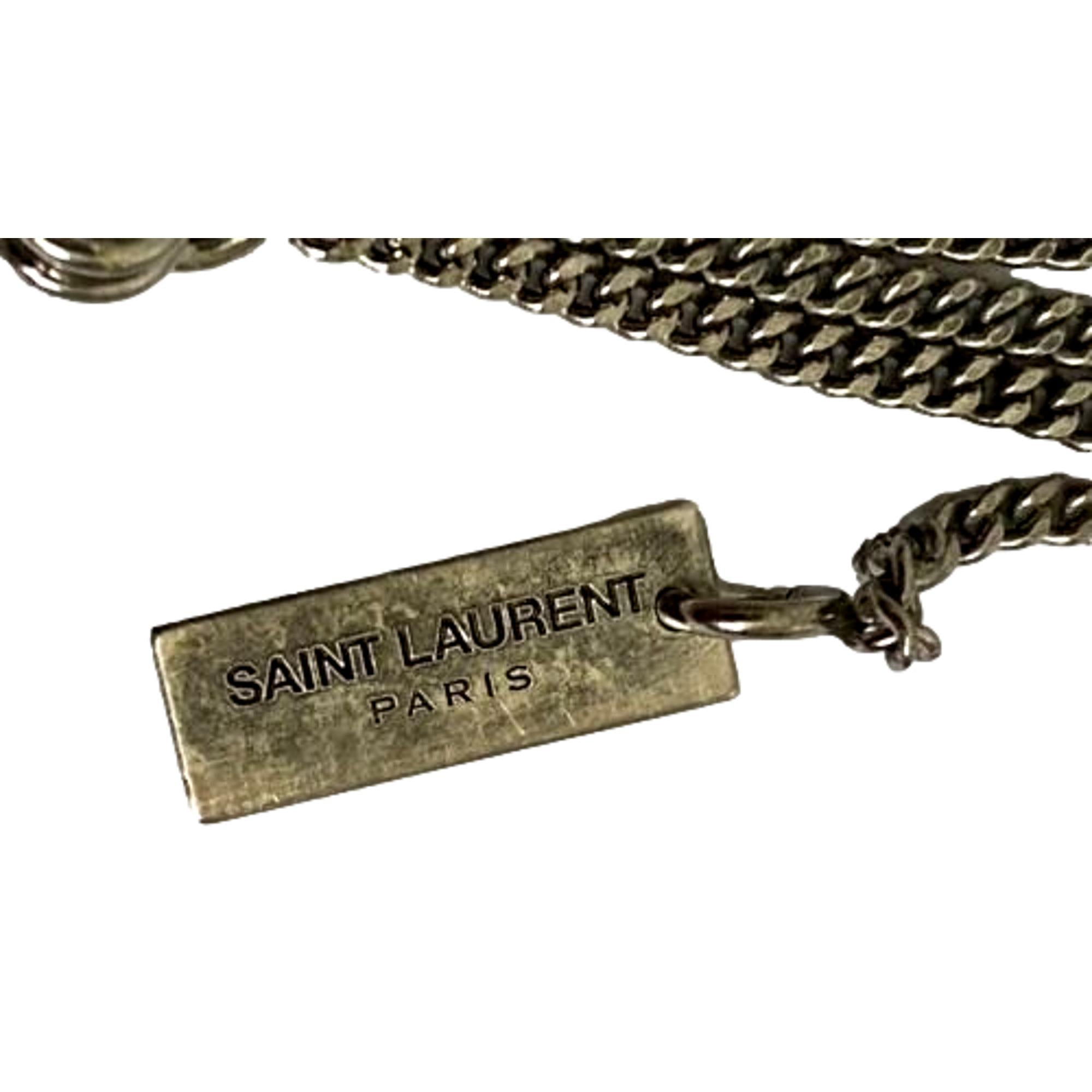 Saint Laurent Agate Brass Silver Necklace