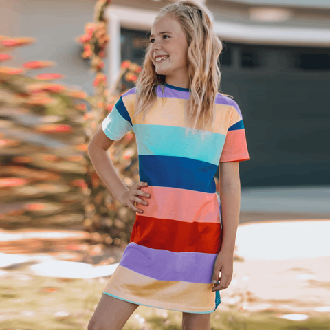 Girls Color Block Side Slit Mini Dress