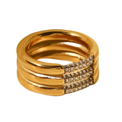 Triple-Layered Rhinestone Ring