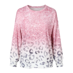 Leopard Round Neck Dropped Shoulder Top
