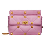 Valentino Garavani Roman Stud Pink Leather Large Crossbody Bag