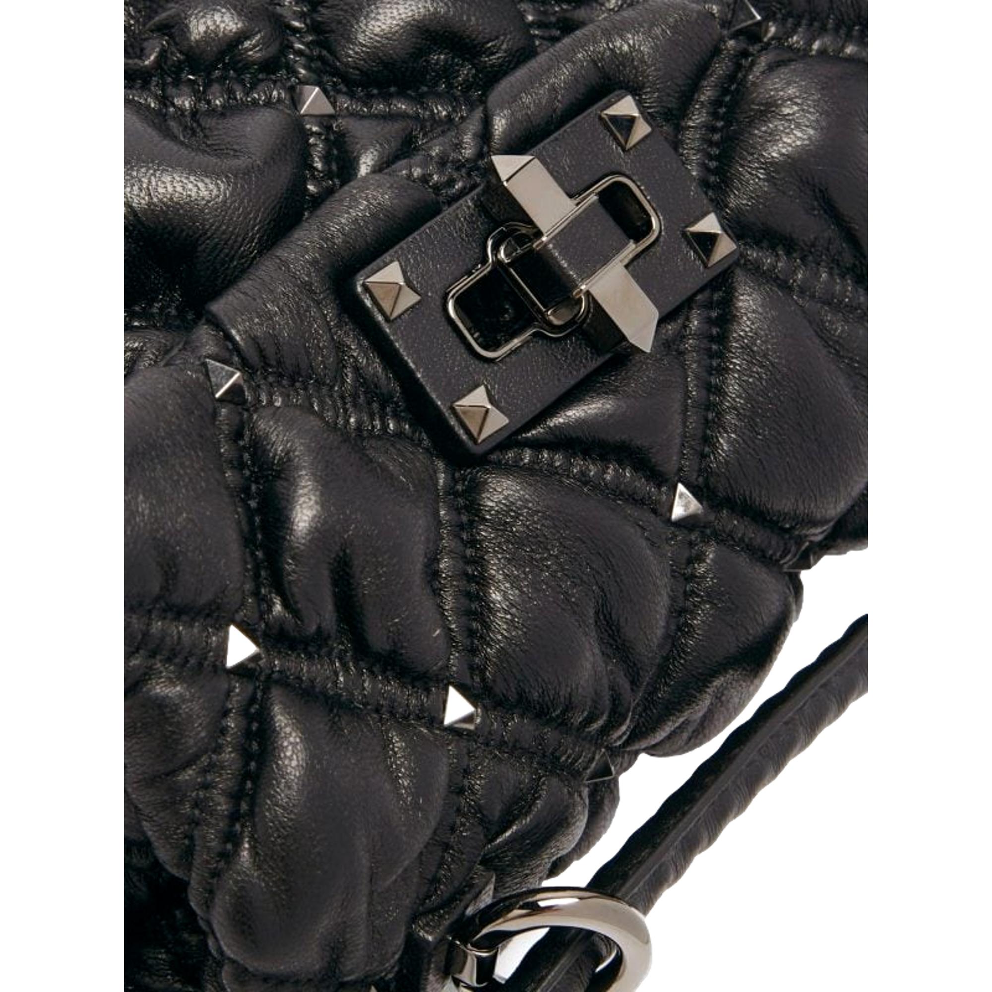 Valentino Garavani Spike Me Black Leather Crossbody Bag Small