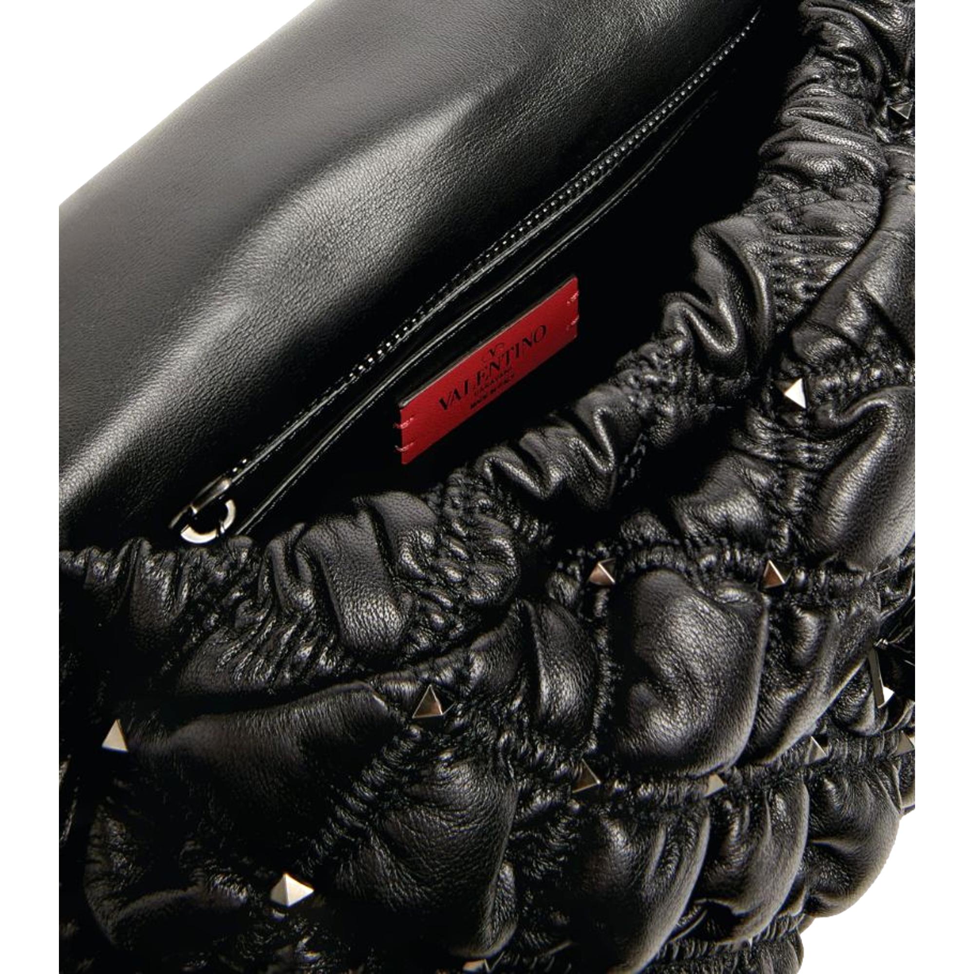 Valentino Garavani Spike Me Black Leather Crossbody Bag Medium