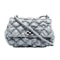 Valentino Garavani Spike Me Gray Leather Crossbody Bag Medium