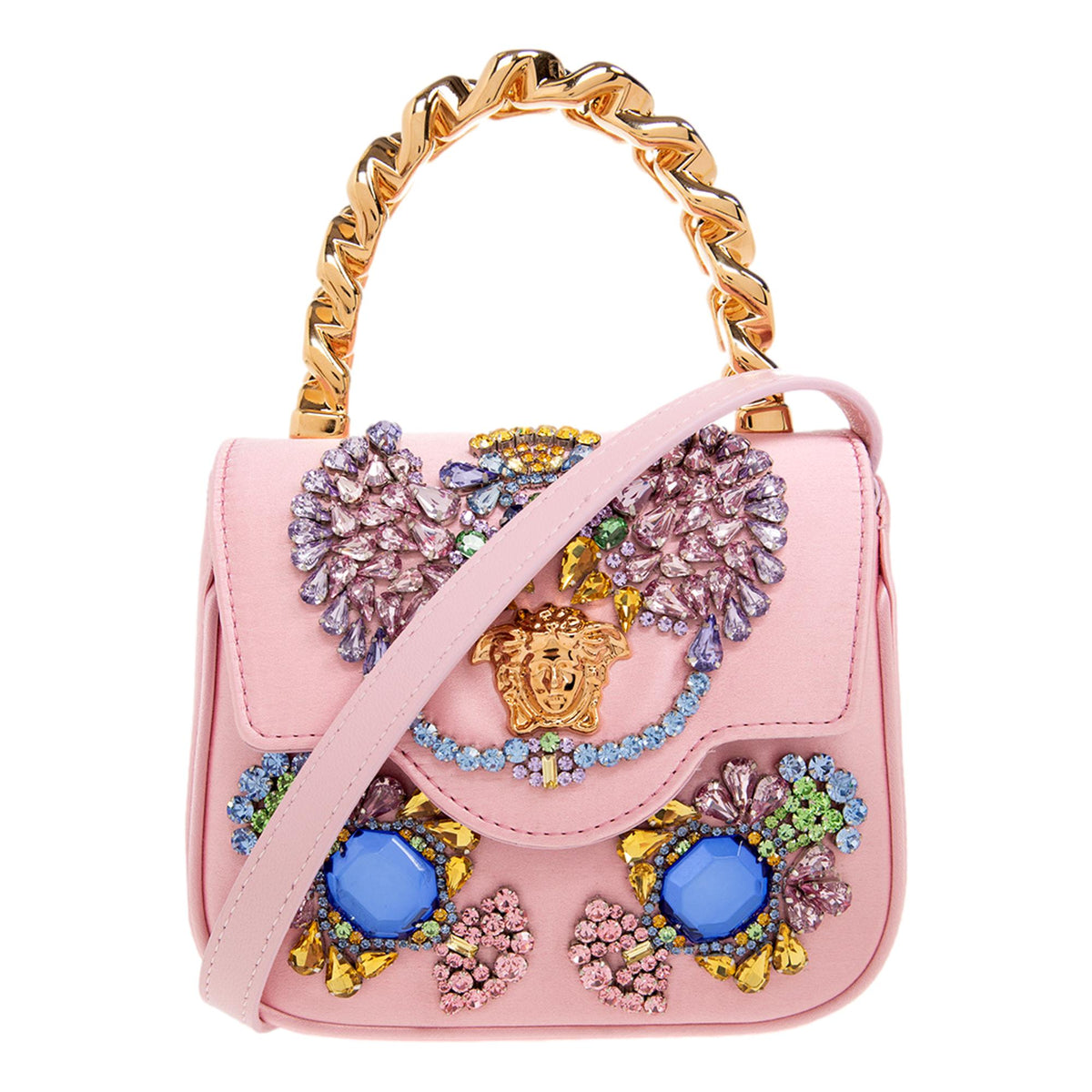Versace La Medusa Crystal Silk Mini Top Handle Bag