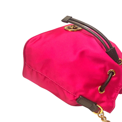 Versace La Medusa Pink Nylon Drawstring Shoulder Bag