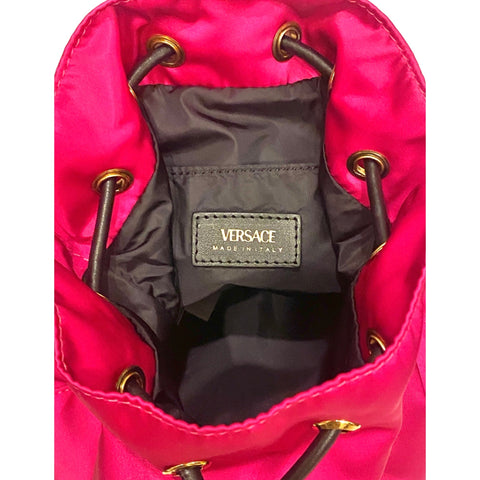 Versace La Medusa Pink Nylon Drawstring Shoulder Bag
